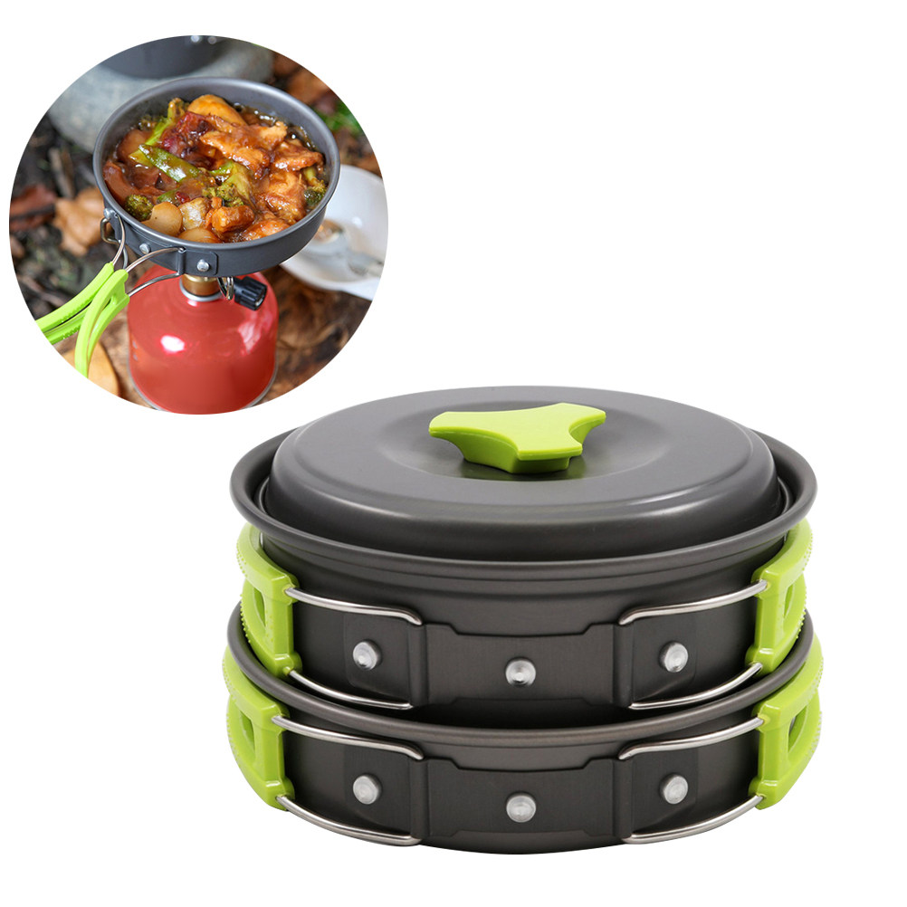 Camping Cooking Pots And Pans Set - 10Pcs Lightweight Camping Cookware Set Anodized