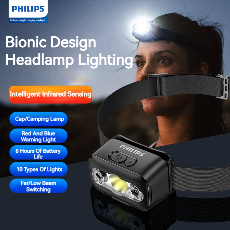 Camping Cooking Fish - Philips LED Headlamp Sensor Head Flashlight