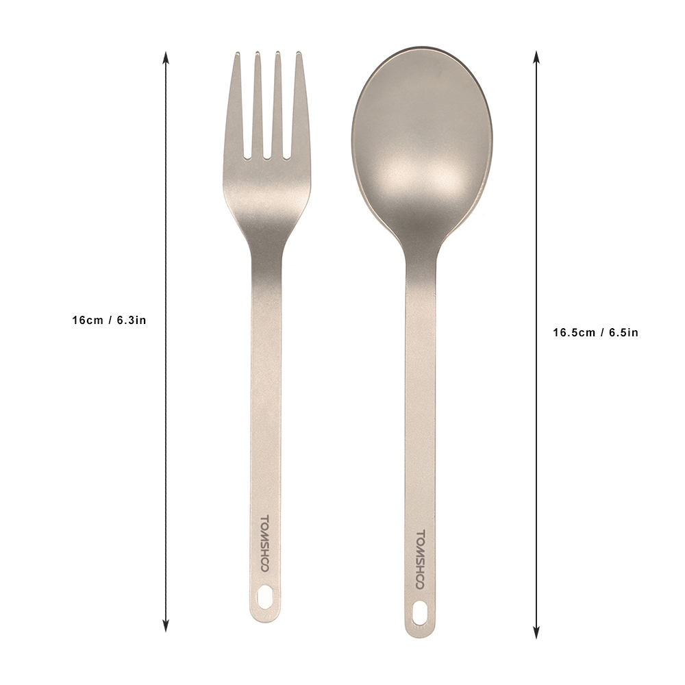 Camping Cooking Cutlery Set - TOMSHOO Titanium Tableware Dinner Spoon Cutlery