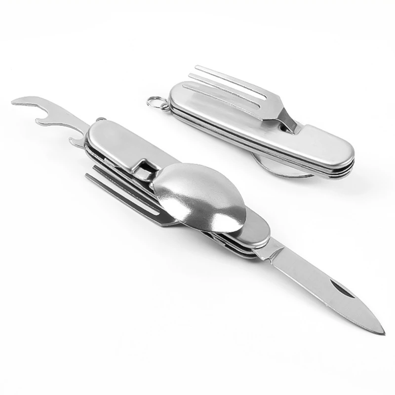 Camping Cooking Cutlery Set - Camping Tableware Set Stainless Steel Folding