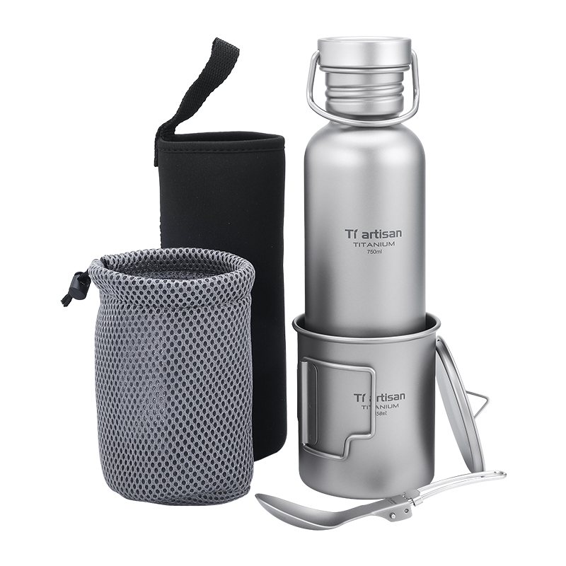 Camping Cooking Gear Set - Tiartisan Titanium Cookware 3-pcs-set Cycling Water