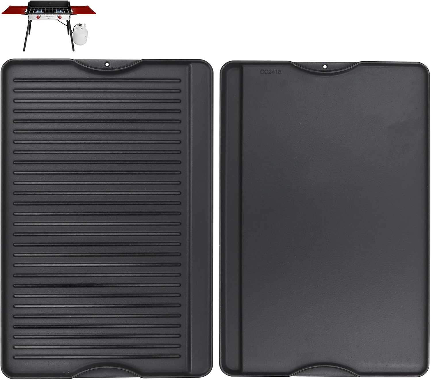 Camping Cooking Flat Top - 24x16 inch Reversible Cast Iron Griddle