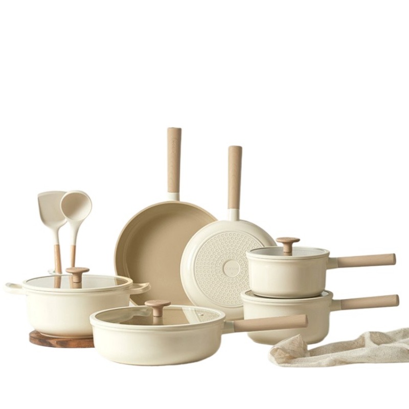 Camping Cooking Pots And Pans Set - Geling Chinese Cheap White Titanium Ceramic