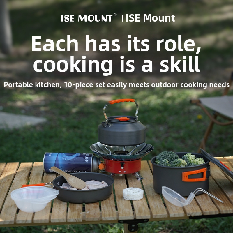 Camping Cooking Set Ds 308 - Portable Outdoor Camping 10Pcs Cookware Set