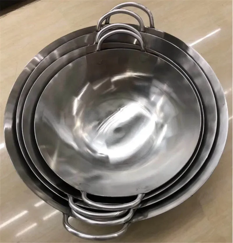 Camping Cooking Without Gas - 304 stainless steel wok 50 60