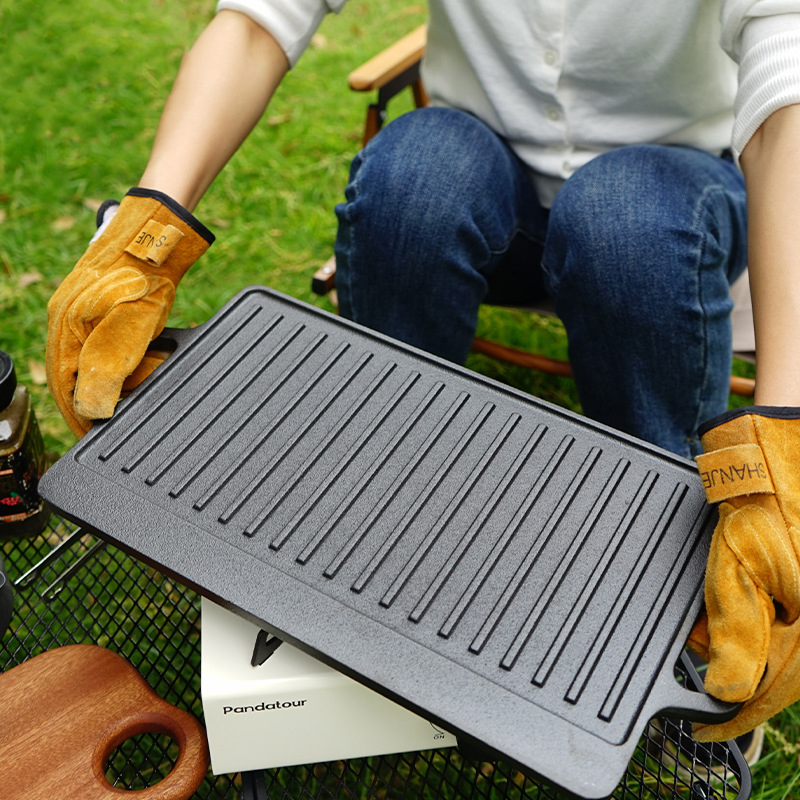 Camping Cooking Flat Top - Double Sided Cast Iron Grill Pan