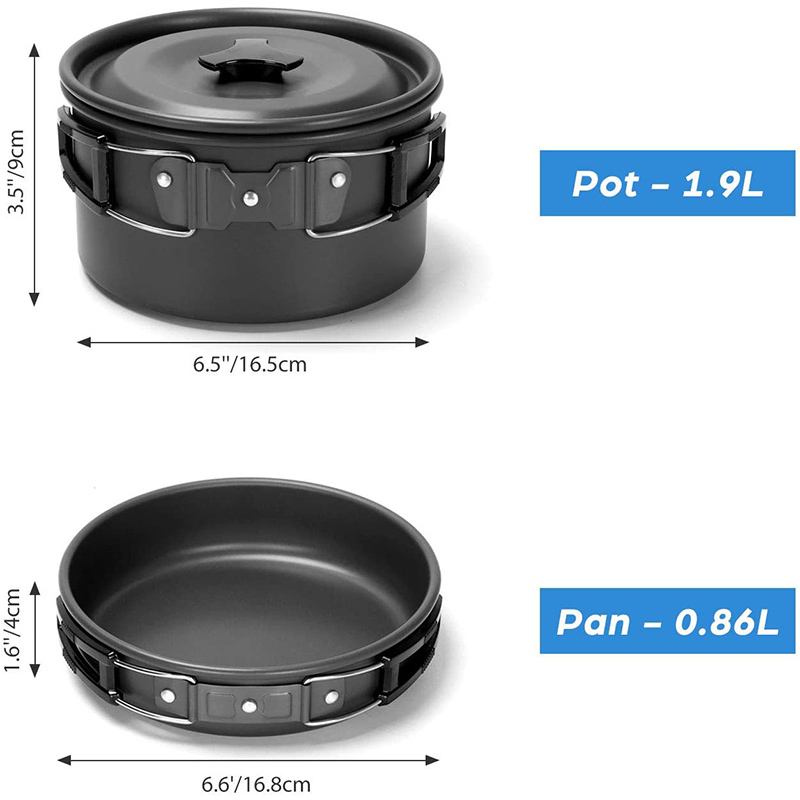 Camping Cooking Pots And Pans Set - 1 Set Outdoor Pot Pan Camping