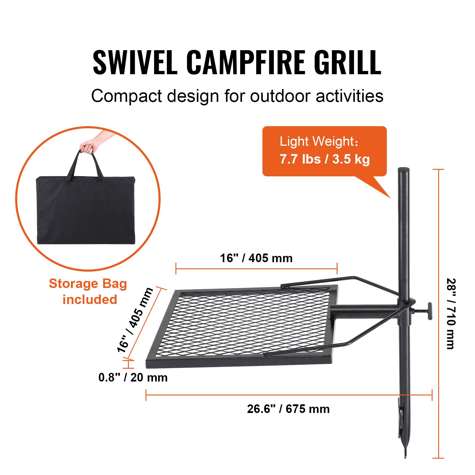 Camping Cooking Over Fire - Swivel Campfire Grill, Fire Pit Grill