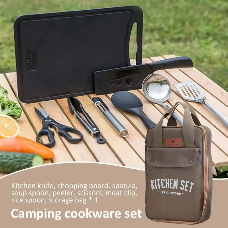 8pcs Camping Kitchen Cookware  - Camping Cooking Cutlery Set review and price