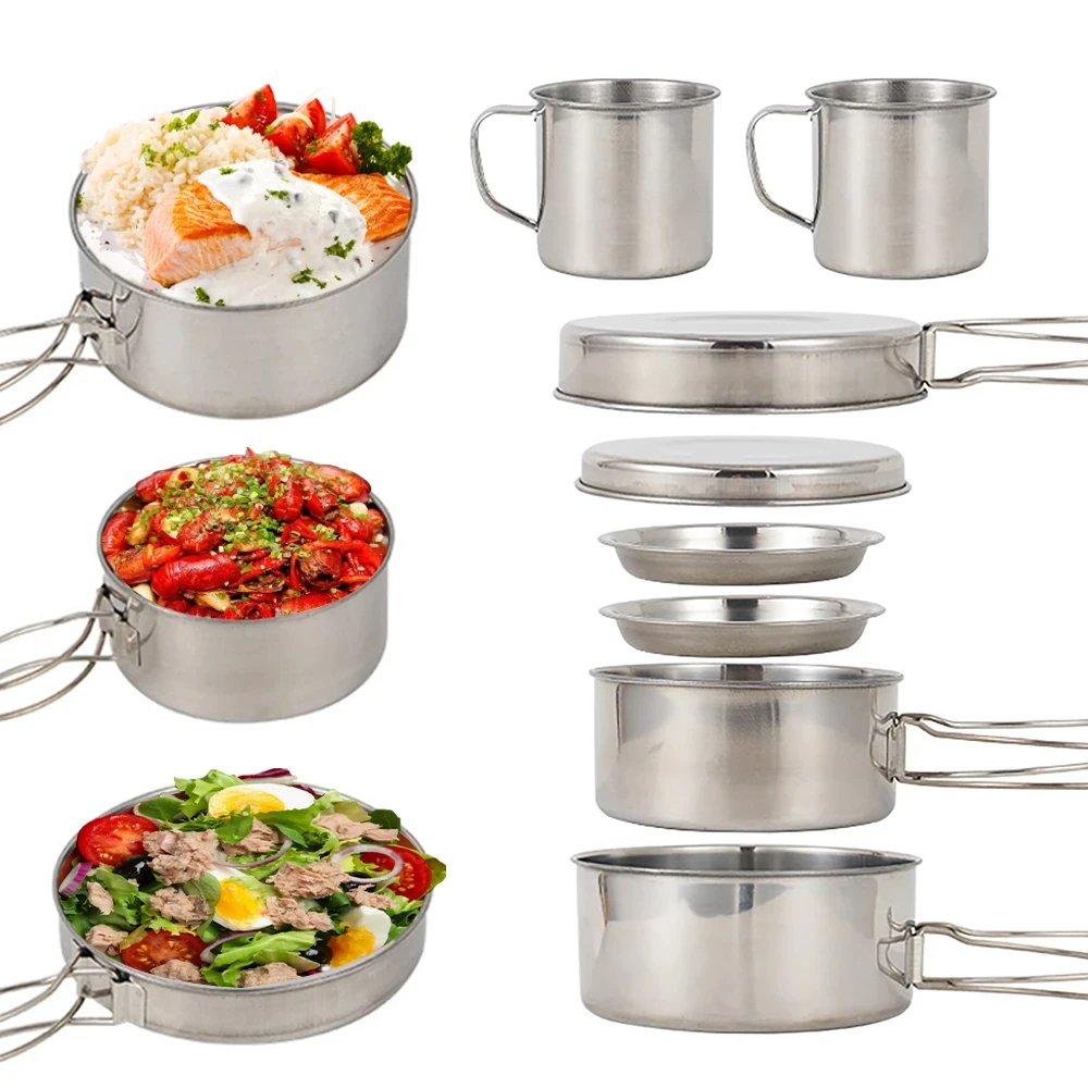 8pcs/Set Camping Cookware Mess - Camping Cooking Pots And Pans Set review and price