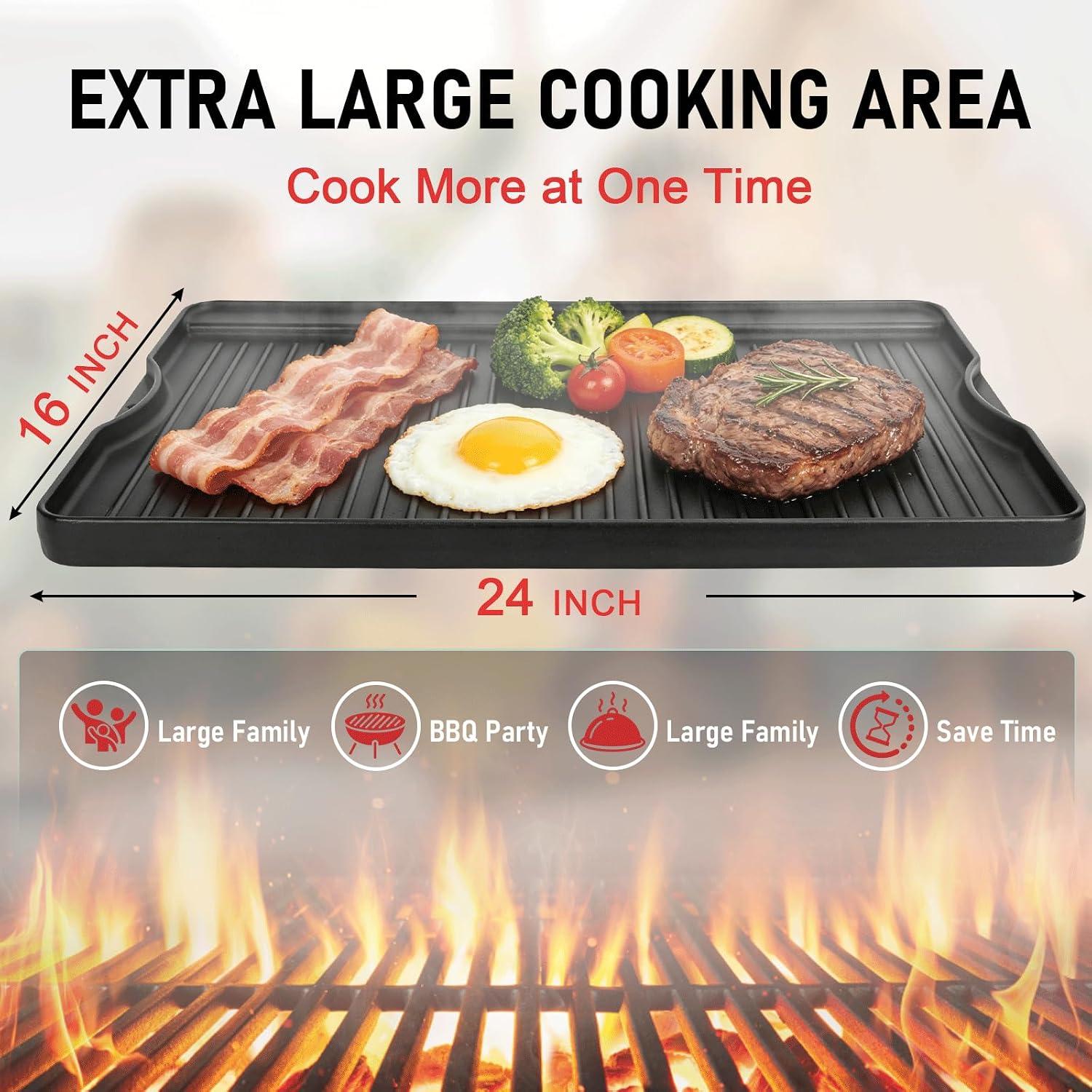 24x16 inch Reversible Cast Iro - Camping Cooking Flat Top review and price