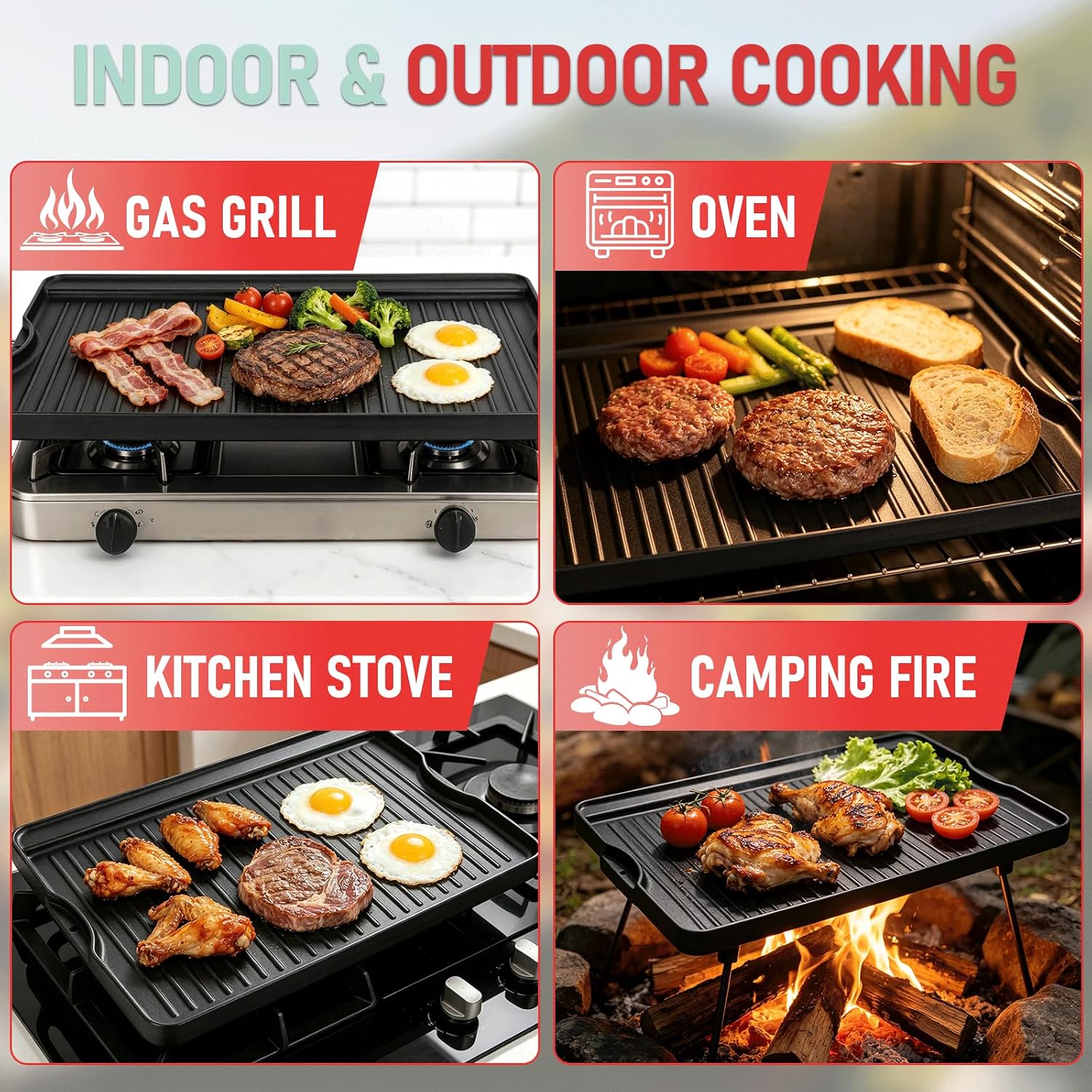 24x16 inch Reversible Cast Iro - Camping Cooking Flat Top review and price