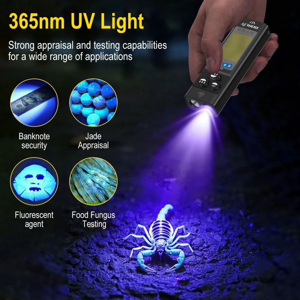 BORUiT U7 UV LED EDC Flashligh - Camping Cooking Fish review and price