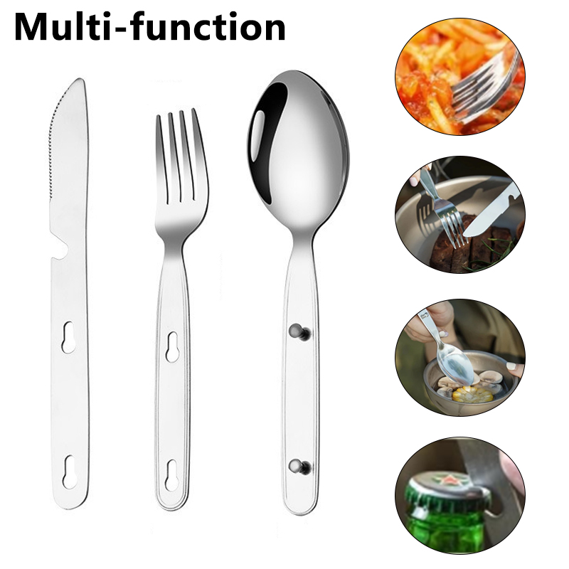 3pcs/set Folding Spoon Fork Kn - Camping Cooking Cutlery Set review and price