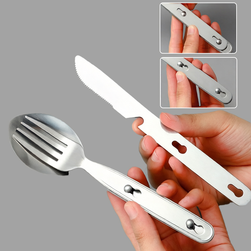 3pcs/set Folding Spoon Fork Kn - Camping Cooking Cutlery Set review and price