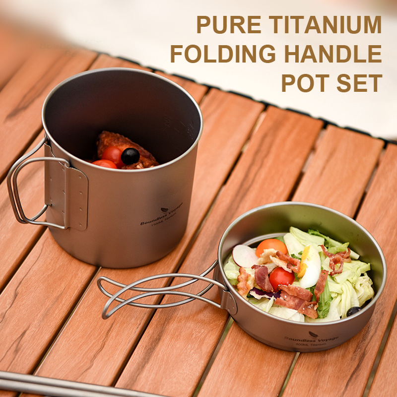 Pure Titanium Folding Handle P - Camping Cooking Pots And Pans Set review and price