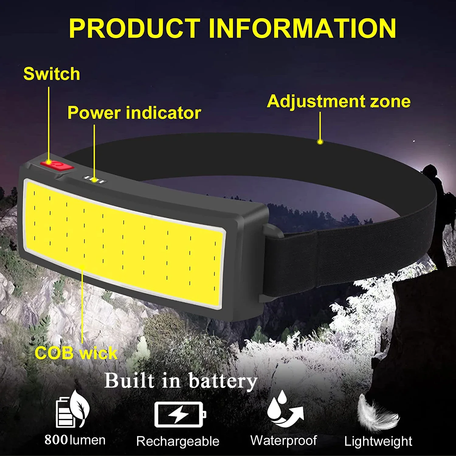COB Portable LED Headlights Ou - Camping Cooking Fish review and price