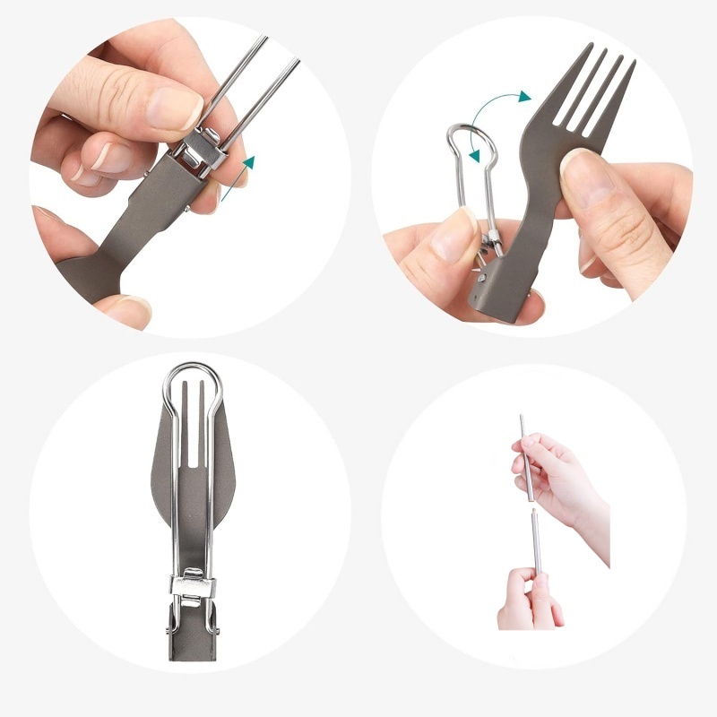Titanium Foldable Utensil Set  - Camping Cooking Cutlery Set review and price