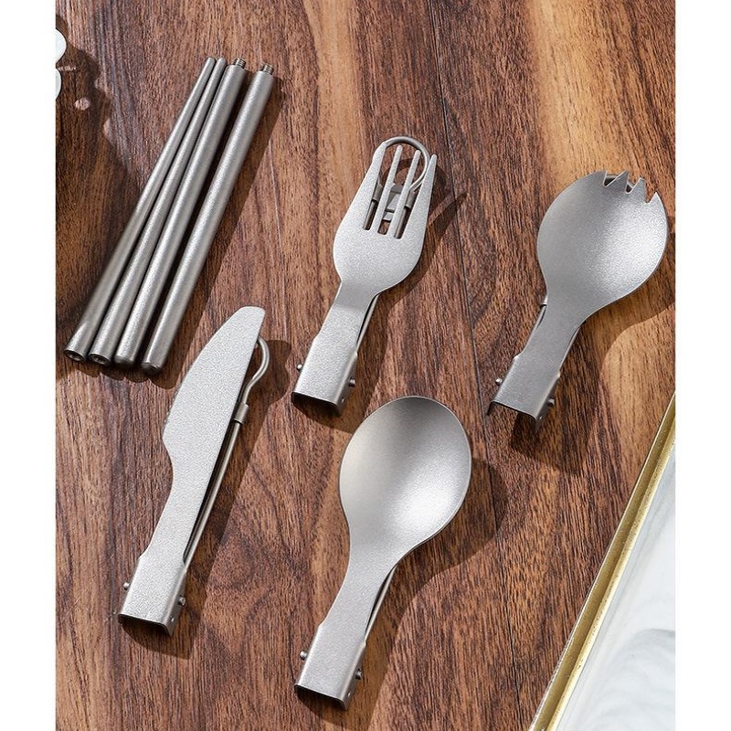 Titanium Foldable Utensil Set  - Camping Cooking Cutlery Set review and price