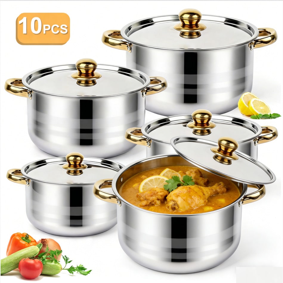 Stainless Steel Pot Set Modern - Camping Cooking Pan Set review and price