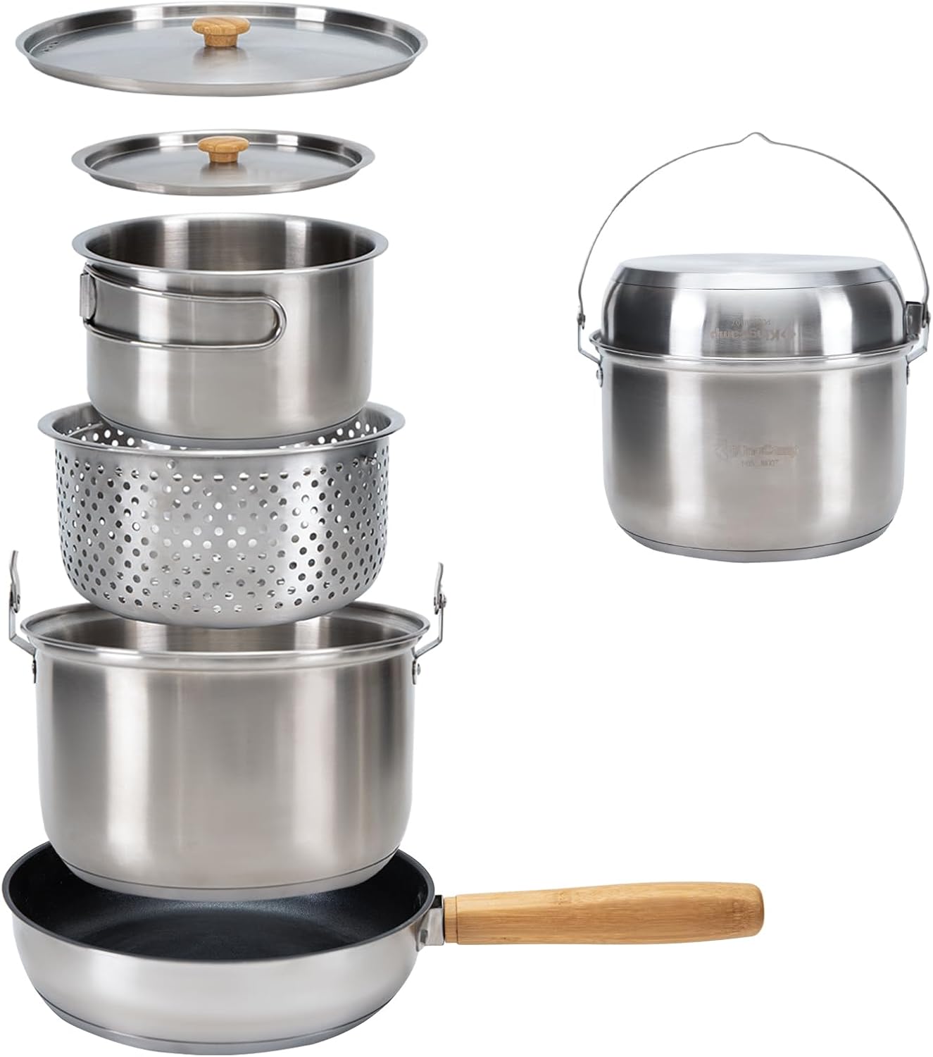 304 Stainless Steel Camping Co - Camping Cooking Pots And Pans Set review and price