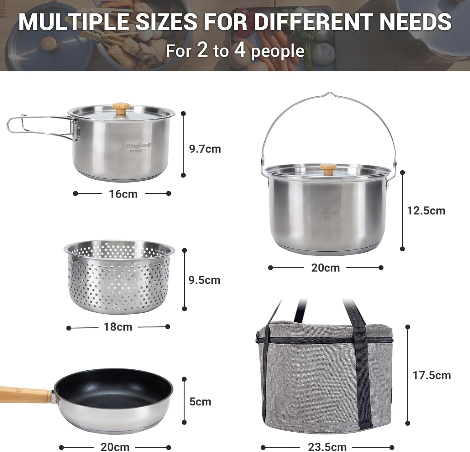 304 Stainless Steel Camping Co - Camping Cooking Pots And Pans Set review and price