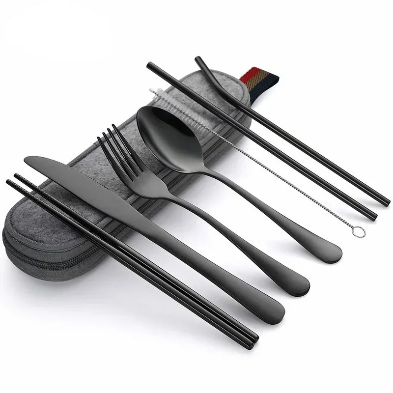 8Pcs/set Tableware Reusable Tr - Camping Cooking Cutlery Set review and price