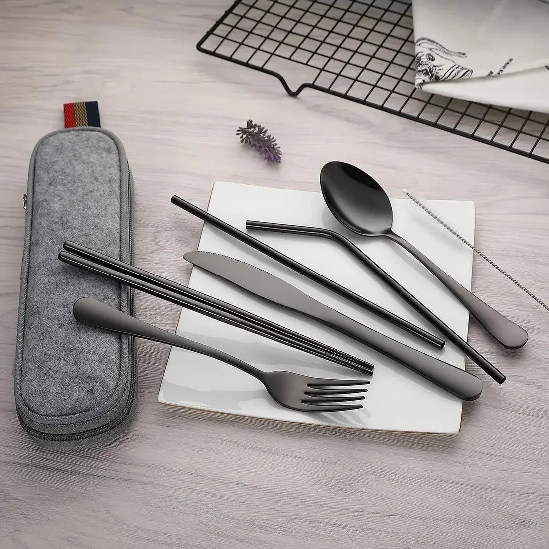 8Pcs/set Tableware Reusable Tr - Camping Cooking Cutlery Set review and price