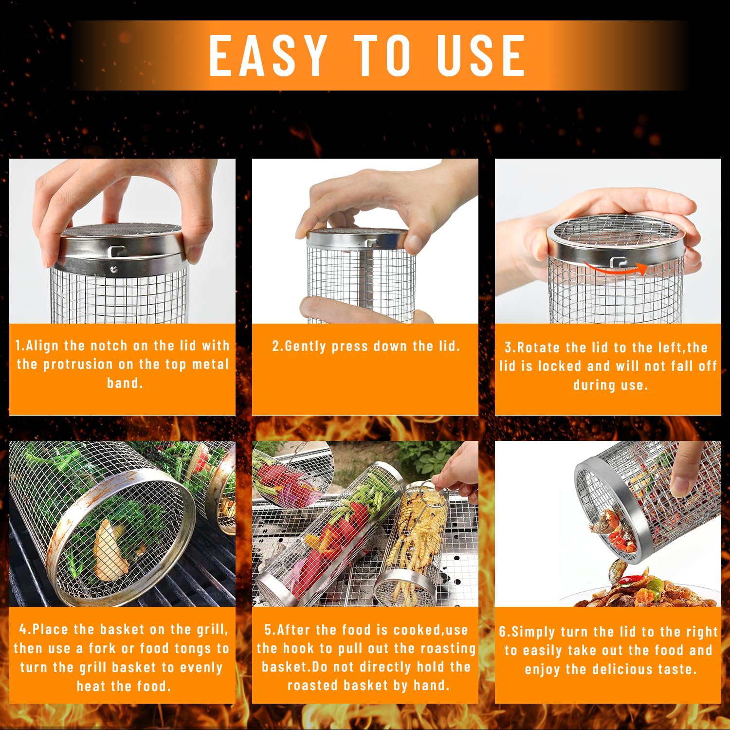 2 Pieces Rolling Grilling Bask - Camping Cooking Gear Set review and price