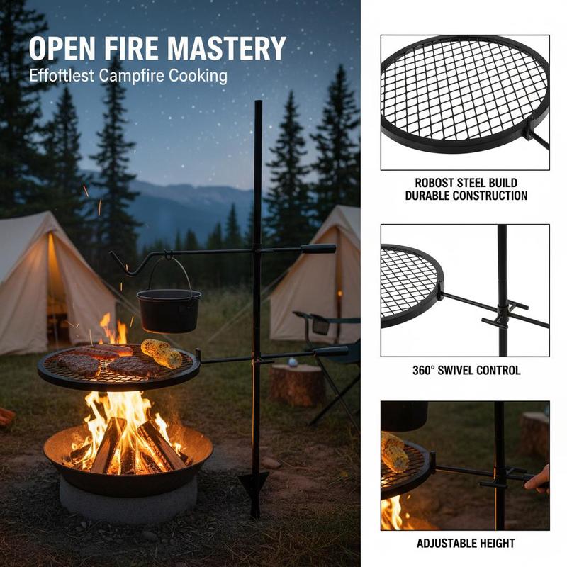 Rotating Cooking Grate 24x24 I - Camping Outdoor Cooking Equipment review and price