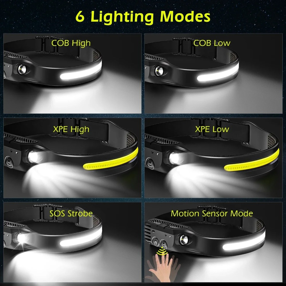 COB LED Induction Headlamp USB - Camping Cooking Fish review and price