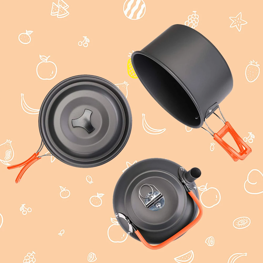 Camping Cookware Kit Kettle Po - Camping Cooking Pots And Pans Set review and price