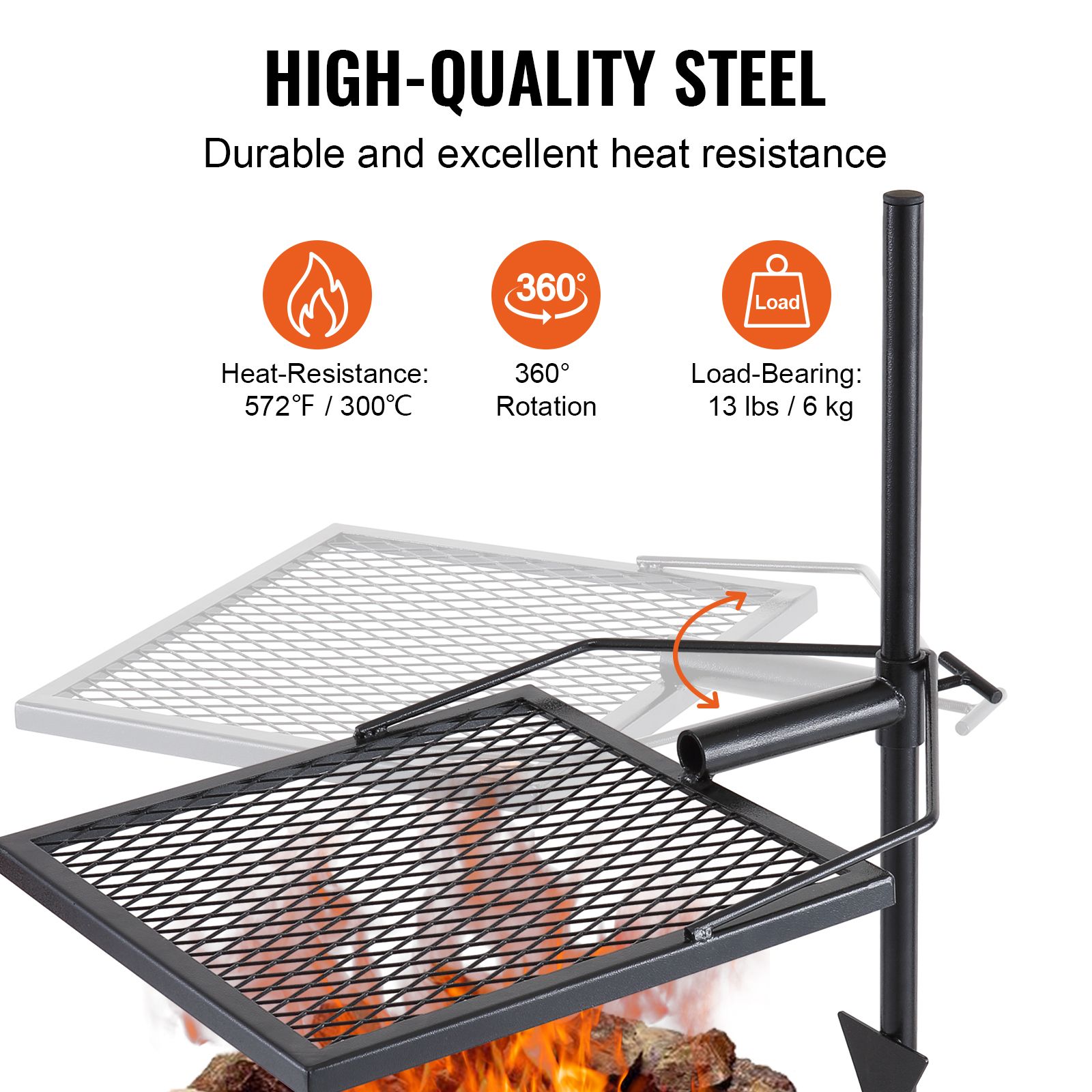 Swivel Campfire Grill, Fire Pi - Camping Cooking Over Fire review and price